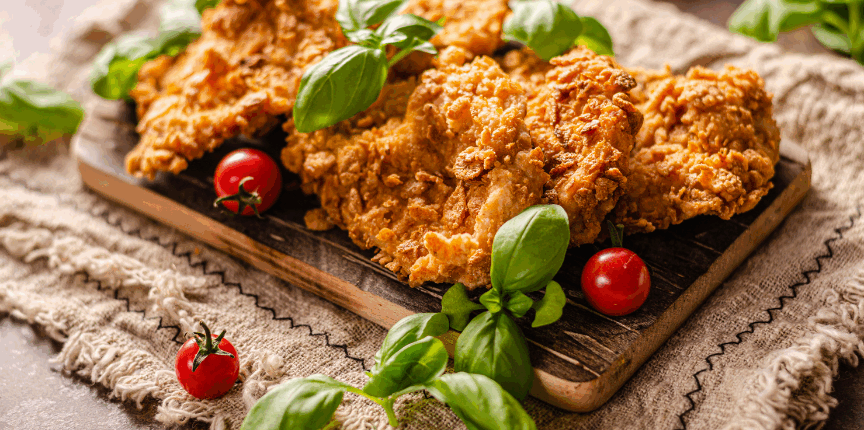 Mit Cornflakes panierte Schnitzel